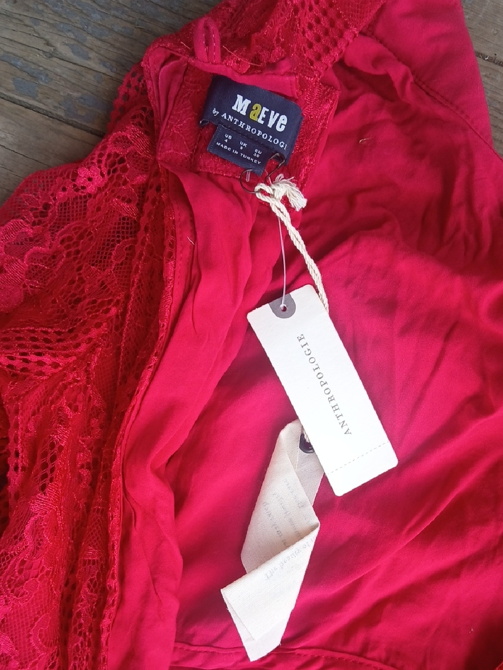 NWT Raspberry Maeve Anthropologie Lace Long Sleeve Mini Dress Size 4 - Picture 7 of 8